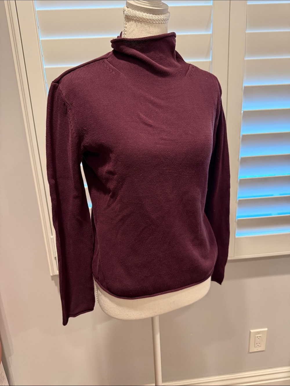 J. Jill Plum Turtleneck Sweater- silk cotton blend